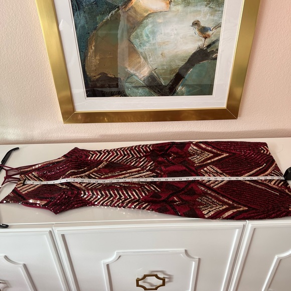 SEXY Body Con Bisou Bisou Berry/Gold Sequin Sleeveless Cocktail Dress-Size 4 - Picture 4 of 9